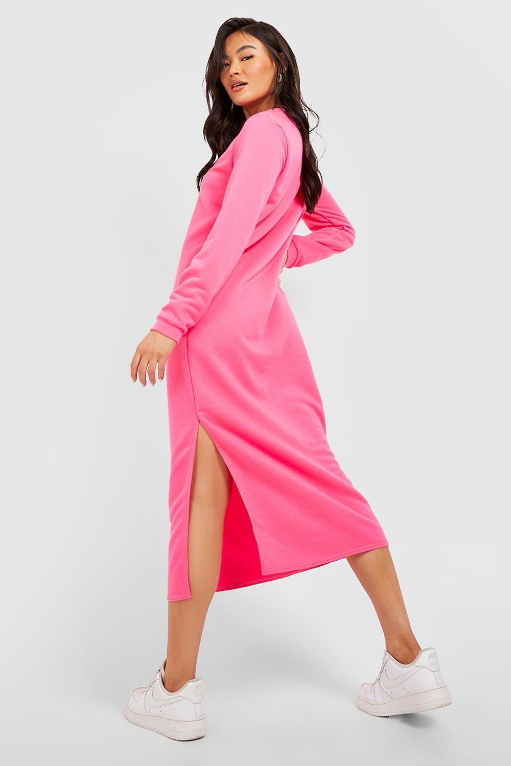 Hot pink best sale sweatshirt dress